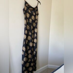 Floral Black and Gold Slip Dress